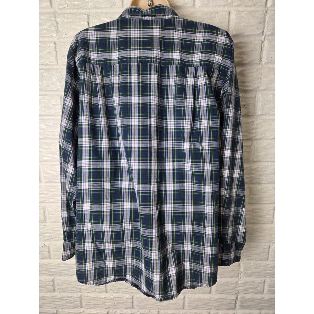 FOXCROFT button up blouse Women's size 12 Plaid Blue Green long sleeve Flip cuff - Picture 4 of 9